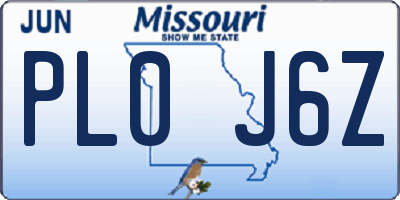 MO license plate PL0J6Z