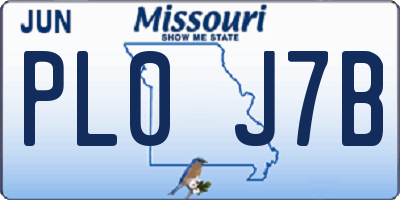 MO license plate PL0J7B