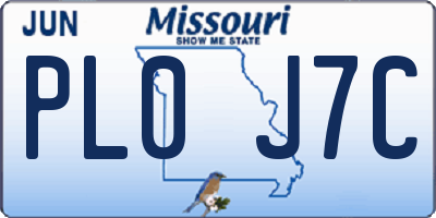 MO license plate PL0J7C