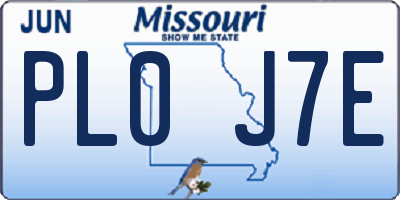 MO license plate PL0J7E