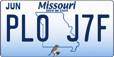 MO license plate PL0J7F