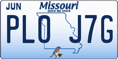 MO license plate PL0J7G