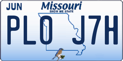 MO license plate PL0J7H