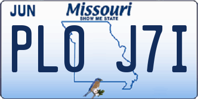 MO license plate PL0J7I