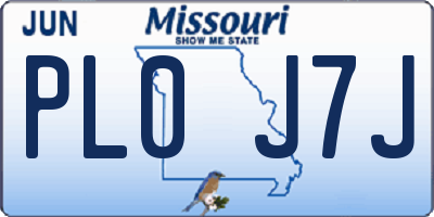 MO license plate PL0J7J