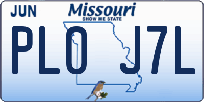 MO license plate PL0J7L