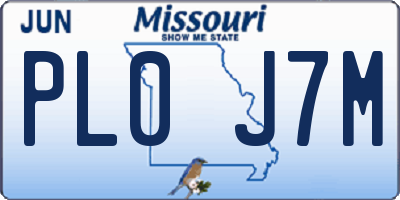 MO license plate PL0J7M