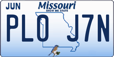 MO license plate PL0J7N