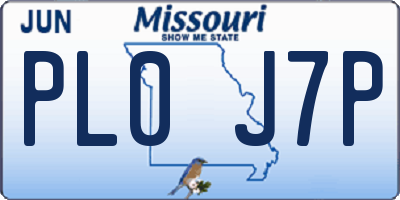 MO license plate PL0J7P