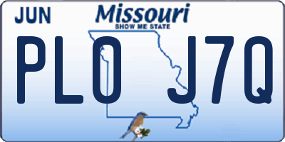 MO license plate PL0J7Q