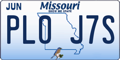 MO license plate PL0J7S