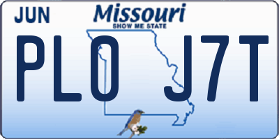 MO license plate PL0J7T
