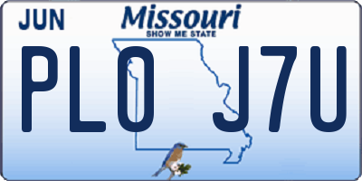 MO license plate PL0J7U