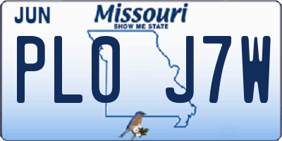 MO license plate PL0J7W