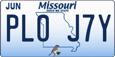 MO license plate PL0J7Y