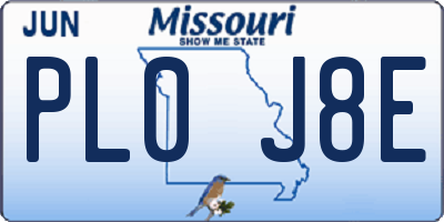 MO license plate PL0J8E