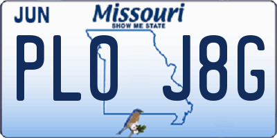 MO license plate PL0J8G