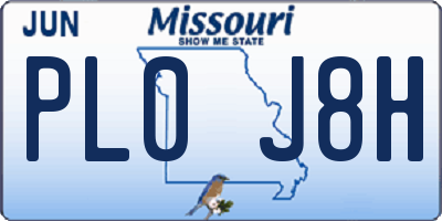 MO license plate PL0J8H