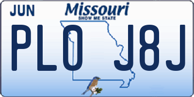 MO license plate PL0J8J