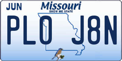 MO license plate PL0J8N