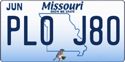 MO license plate PL0J8O