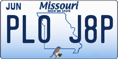 MO license plate PL0J8P