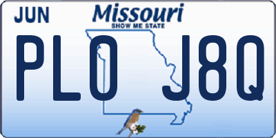 MO license plate PL0J8Q