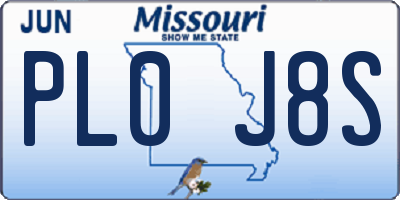 MO license plate PL0J8S