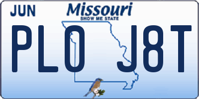 MO license plate PL0J8T