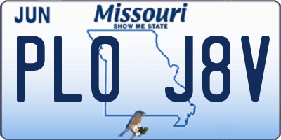MO license plate PL0J8V