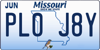 MO license plate PL0J8Y