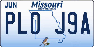 MO license plate PL0J9A