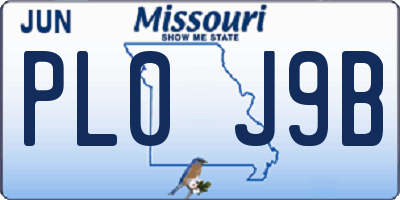 MO license plate PL0J9B