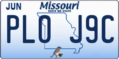 MO license plate PL0J9C