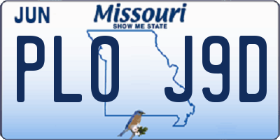 MO license plate PL0J9D