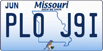 MO license plate PL0J9I