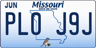 MO license plate PL0J9J