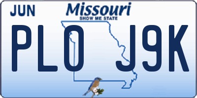 MO license plate PL0J9K