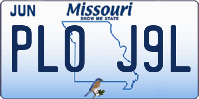 MO license plate PL0J9L