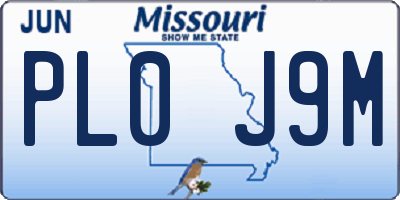 MO license plate PL0J9M