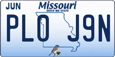 MO license plate PL0J9N