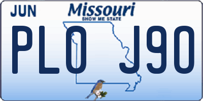 MO license plate PL0J9O