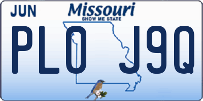 MO license plate PL0J9Q