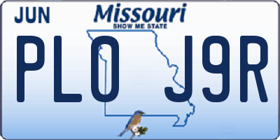 MO license plate PL0J9R