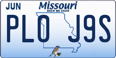 MO license plate PL0J9S