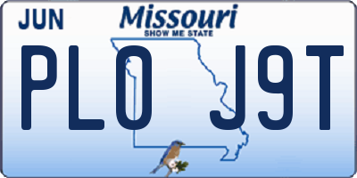 MO license plate PL0J9T