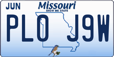 MO license plate PL0J9W