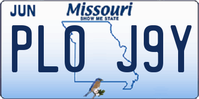 MO license plate PL0J9Y
