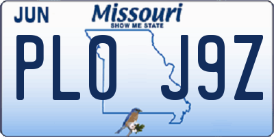 MO license plate PL0J9Z