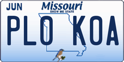 MO license plate PL0K0A
